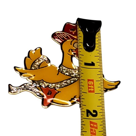Goofy Cowboy Duck Sparkly Sash Pin 1.5" - Picture 4 of 4